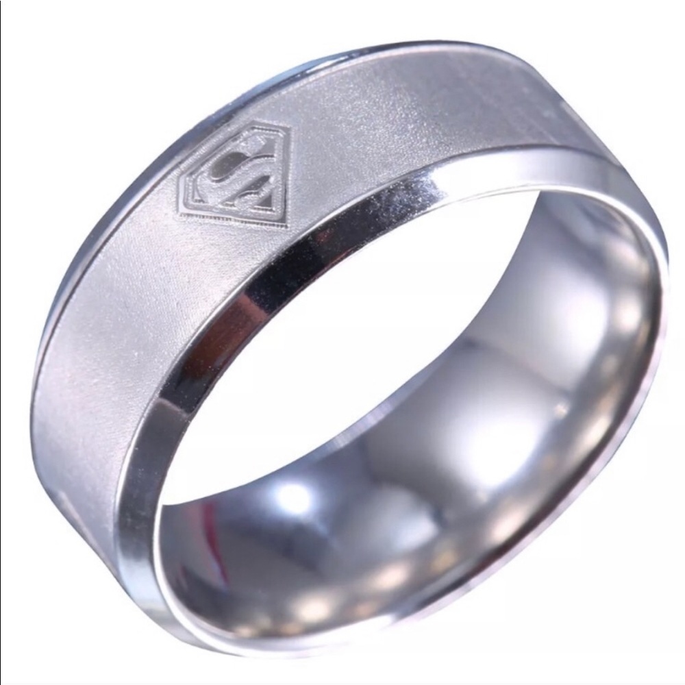 Superman Stainless Steel 8mm Ring-Size 12